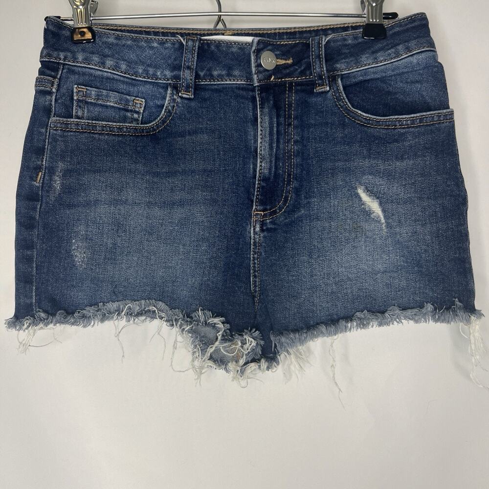 Pink VS Women's Sz 4 Jean Shorts High Rise Shortie Stretch Destroyed Cut-Off